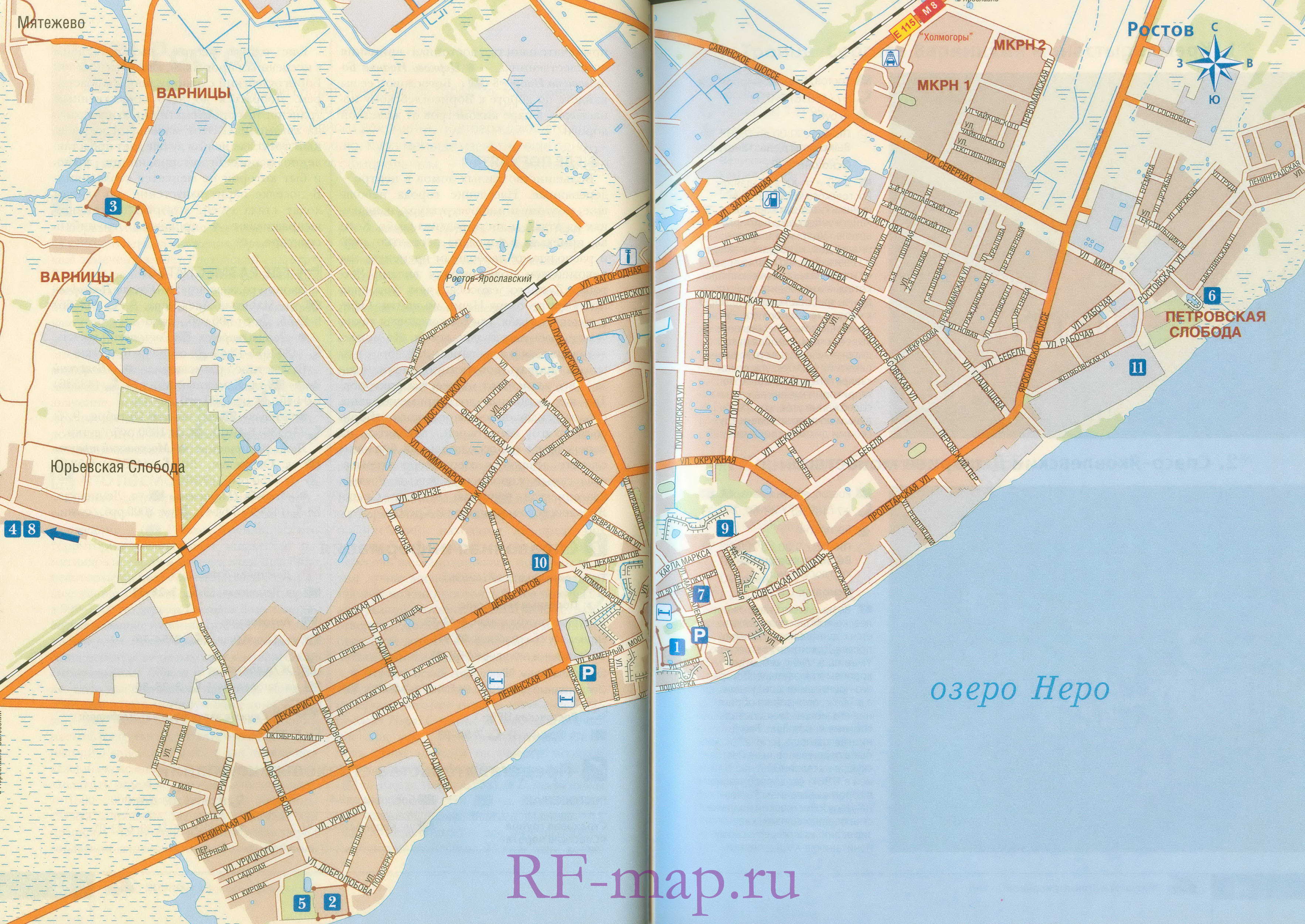 Карта схема города Ростов Великий. Схема транзитного проезда через Ростов Великий, A0 - 