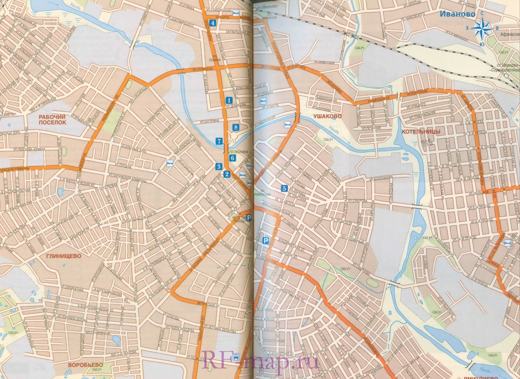 Автомобильная карта Иваново. Карта улиц г Иваново со схемой транзитного проезда автотранспорта, A0 - 
