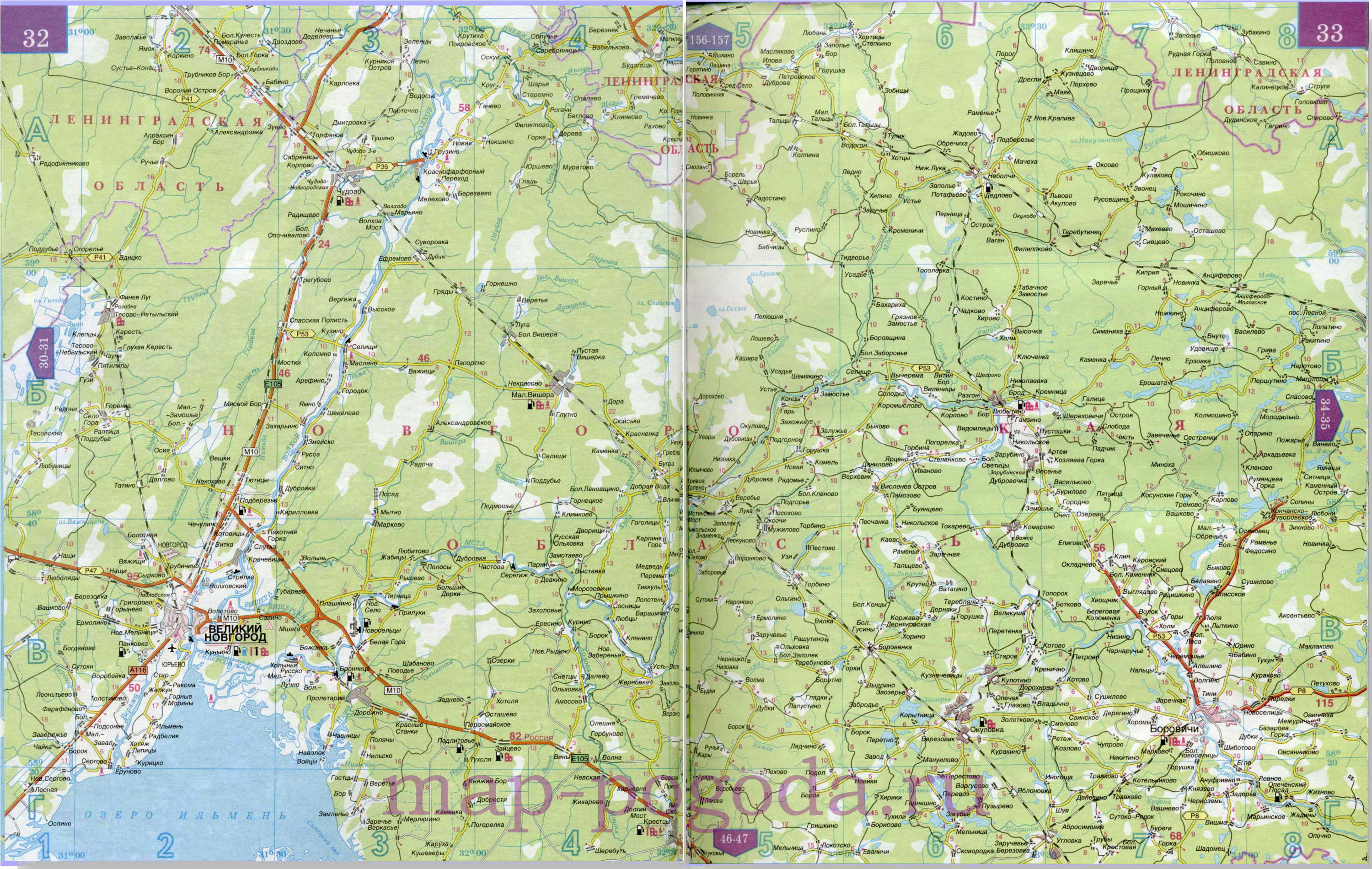 Новгородская область на карте дорог