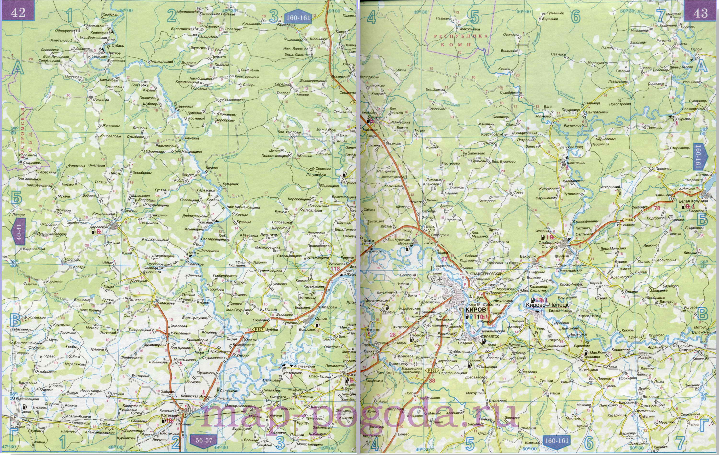 Карта Кировская область