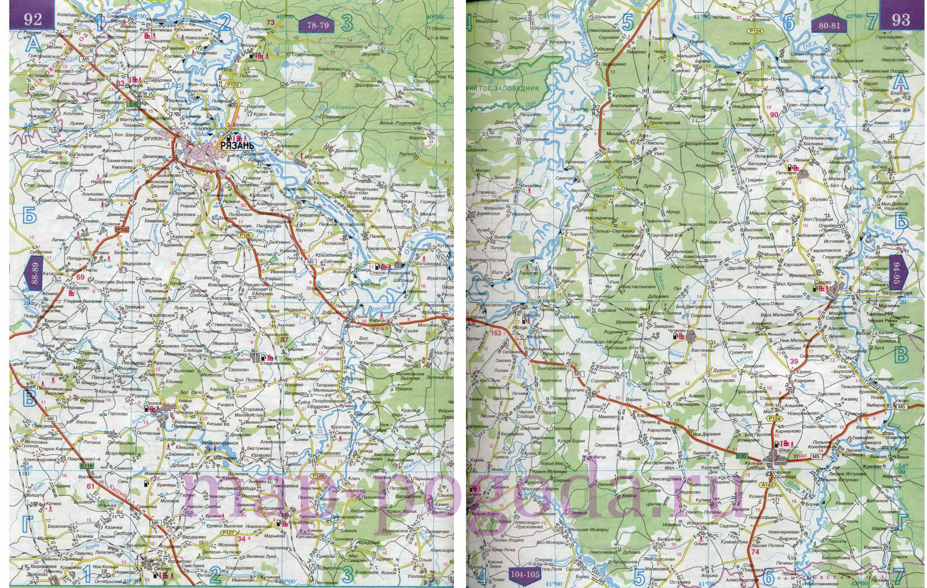 карта автомобильных дорог Рязанской области