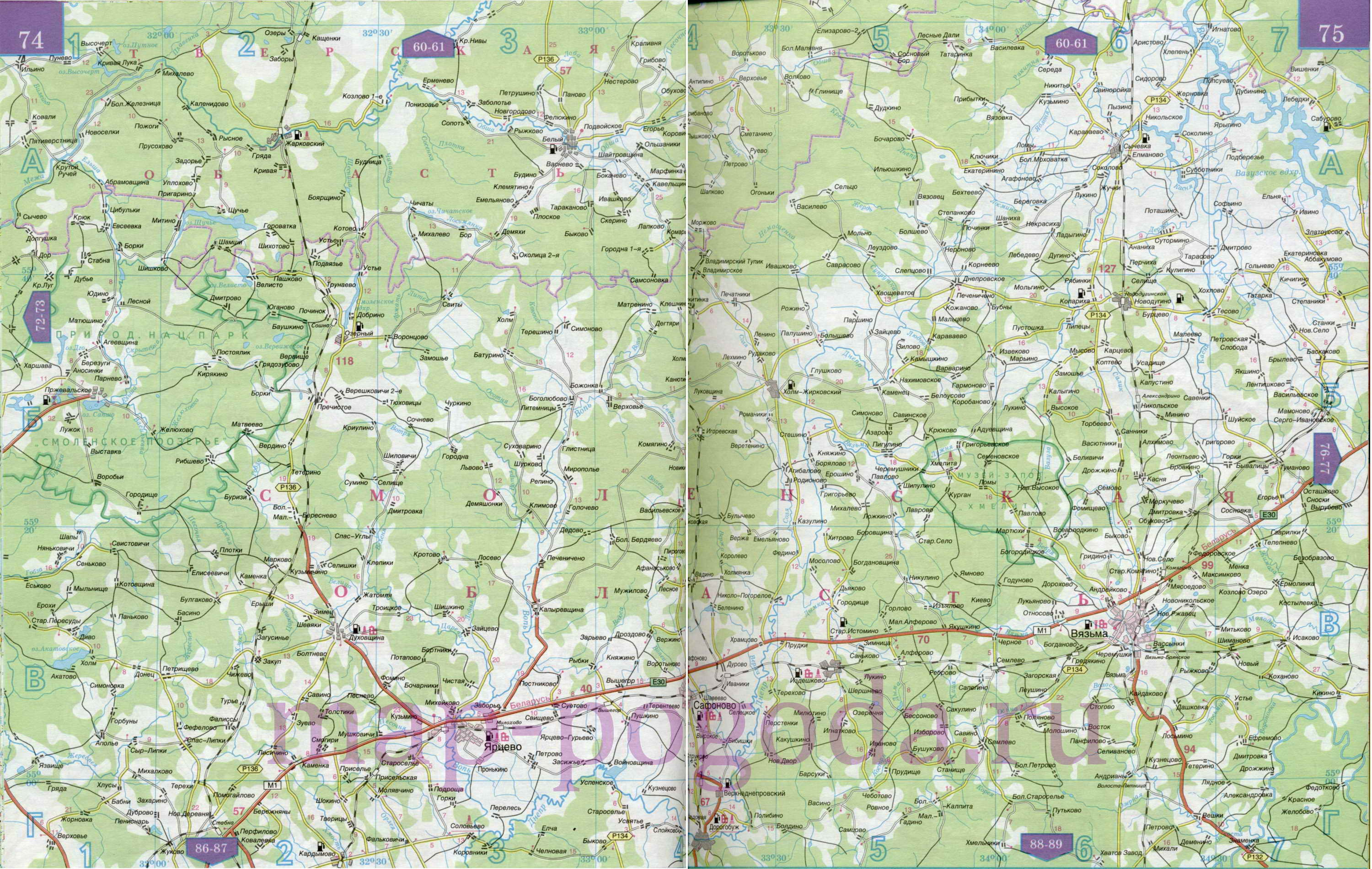 карта автодорог Смоленской области