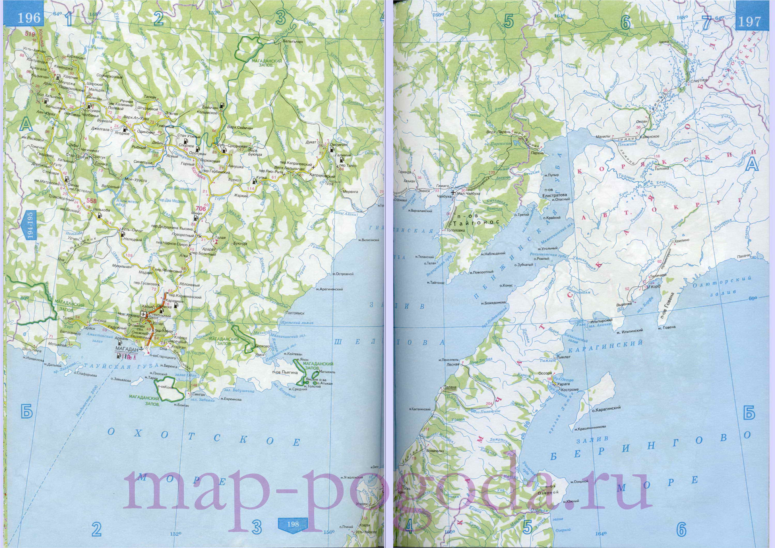 Карта дорог Магаданская область